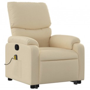 Fauteuil inclinable de massage Crème Tissu