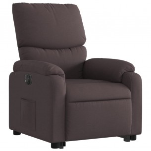 Fauteuil inclinable électrique marron foncé tissu