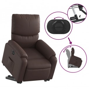Fauteuil inclinable électrique marron similicuir