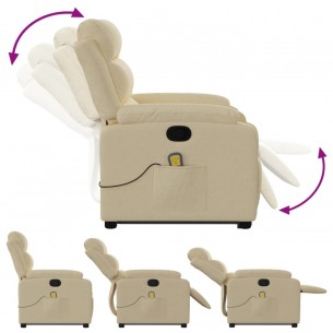 Fauteuil inclinable de massage Crème Tissu