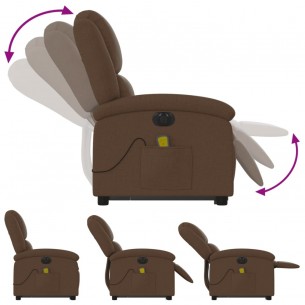 Fauteuil inclinable de massage électrique Marron Tissu
