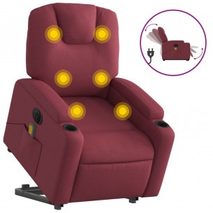 Fauteuil inclinable de massage électrique Rouge bordeaux Tissu
