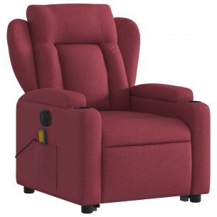 Fauteuil inclinable de massage électrique Rouge bordeaux Tissu