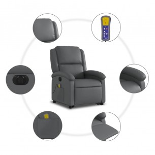 Fauteuil inclinable de massage électrique gris similicuir