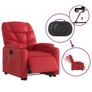 Fauteuil inclinable de massage électrique rouge similicuir
