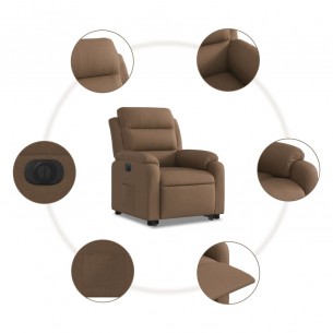 Fauteuil inclinable électrique marron tissu