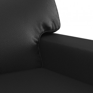 Ensemble de canapés 3 pcs avec coussins noir similicuir