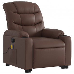 Fauteuil inclinable de massage électrique marron similicuir