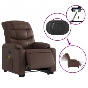 Fauteuil inclinable de massage électrique marron similicuir