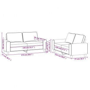 Ensemble de canapés 2 pcs noir tissu