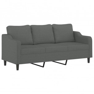 Canapé 3 places avec oreillers gris foncé 180 cm tissu