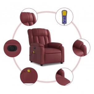 Fauteuil de massage inclinable électrique rouge bordeaux