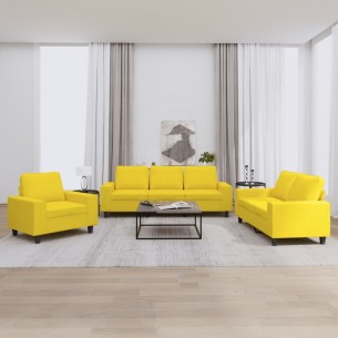Ensemble de canapés 3 pcs jaune clair tissu