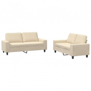 Ensemble de canapés 2 pcs crème tissu