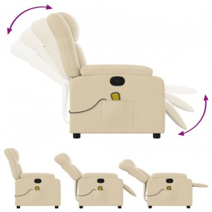 Fauteuil de massage inclinable Crème Tissu