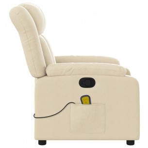 Fauteuil de massage inclinable Crème Tissu
