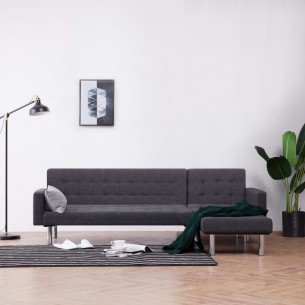 Canapé-lit en forme de L gris foncé polyester Canapé-lit en forme de L gris foncé polyester