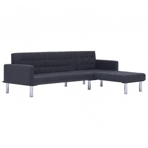 Canapé-lit en forme de L gris foncé polyester Canapé-lit en forme de L gris foncé polyester