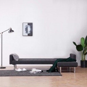 Canapé-lit en forme de L gris foncé polyester Canapé-lit en forme de L gris foncé polyester