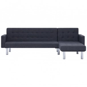Canapé-lit en forme de L gris foncé polyester Canapé-lit en forme de L gris foncé polyester