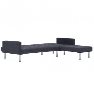 Canapé-lit en forme de L gris foncé polyester Canapé-lit en forme de L gris foncé polyester