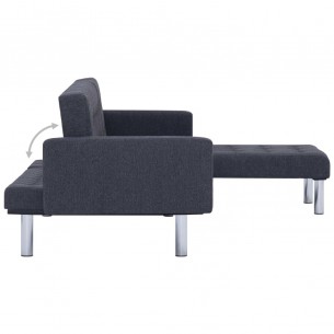 Canapé-lit en forme de L gris foncé polyester Canapé-lit en forme de L gris foncé polyester