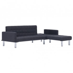 Canapé-lit en forme de L gris foncé polyester Canapé-lit en forme de L gris foncé polyester