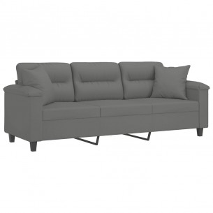 Canapé 3 places avec oreillers gris foncé 180 cm