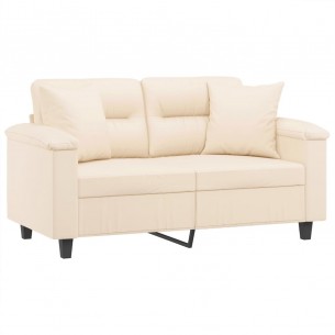 Canapé 2 places avec oreillers beige 120 cm tissu microfibre