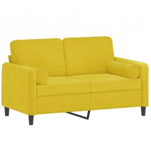 Canapé 2 places avec oreillers décoratifs jaune 120 cm velours