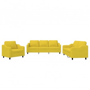 Ensemble de canapés 3 pcs avec coussins Jaune clair Tissu