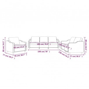 Ensemble de canapés 3 pcs avec coussins Jaune clair Tissu
