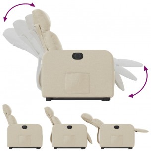 Fauteuil inclinable électrique crème tissu