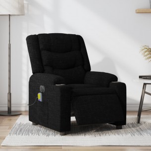 Fauteuil de massage inclinable électrique Noir Tissu