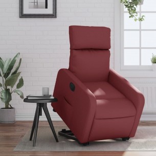 Fauteuil inclinable électrique rouge bordeaux similicuir