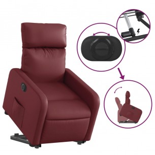 Fauteuil inclinable électrique rouge bordeaux similicuir