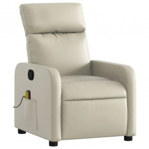 Fauteuil inclinable de massage Crème Similicuir