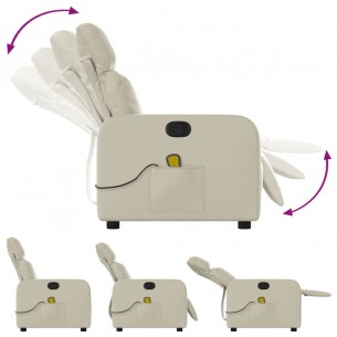 Fauteuil inclinable de massage Crème Similicuir