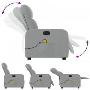 Fauteuil de massage inclinable électrique gris clair tissu