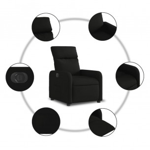 Fauteuil inclinable électrique Noir Tissu