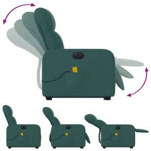 Fauteuil inclinable de massage électrique Vert foncé Tissu