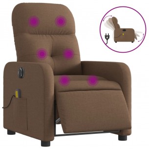 Fauteuil inclinable de massage électrique marron tissu