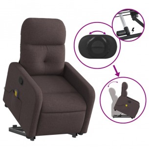 Fauteuil inclinable de massage Marron foncé Tissu