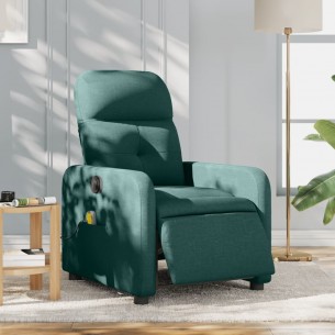 Fauteuil de massage inclinable électrique Vert foncé Tissu