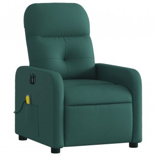 Fauteuil de massage inclinable électrique Vert foncé Tissu