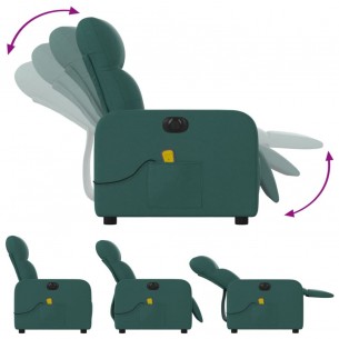 Fauteuil de massage inclinable électrique Vert foncé Tissu