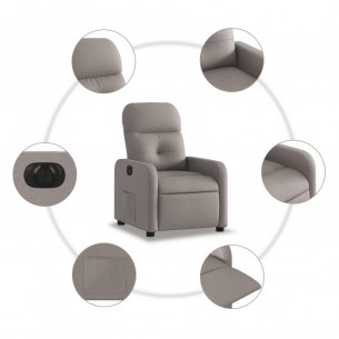 Fauteuil inclinable électrique Taupe Tissu