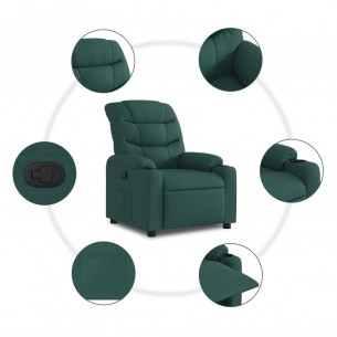 Fauteuil inclinable Vert foncé Tissu