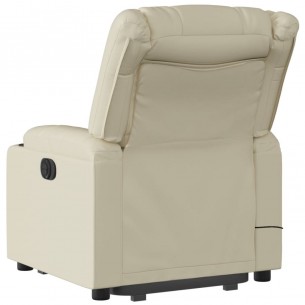 Fauteuil inclinable de massage électrique crème similicuir