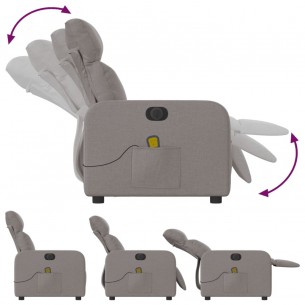 Fauteuil de massage inclinable électrique Taupe Tissu